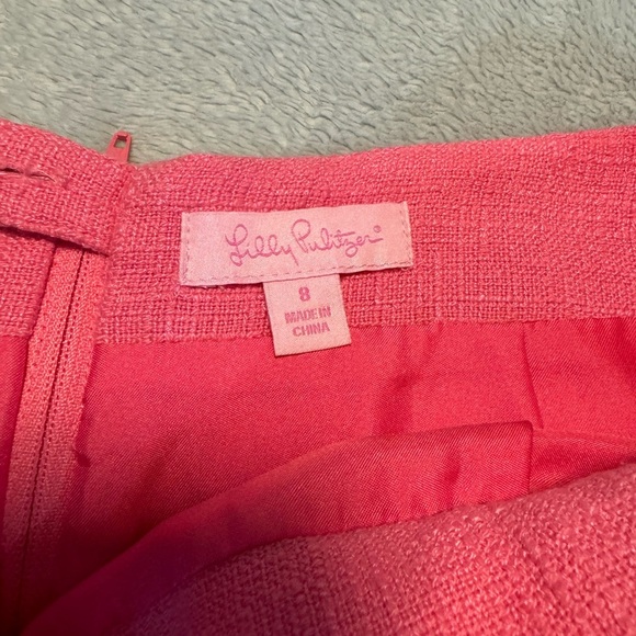 Lilly Pulitzer Skirt Women’s Pink Hayes Skirt Twill Linen Blend Ruffles - Picture 4 of 9